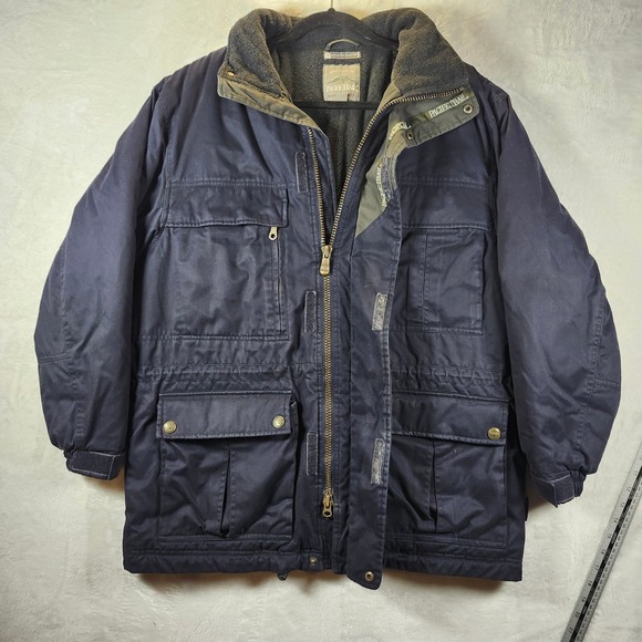 Pacific Trail Mens Navy Blue Fleece Lined Heavyweight Parka Utility Jacket Large